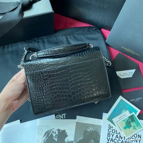 YSL SHINY IN SUNSET LEATHER CROCODILE-EMBOSSED 0731